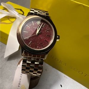 Kendra Scott  Alex Gold Tone Stainless Steel 35mm Watch in Burgundy  New